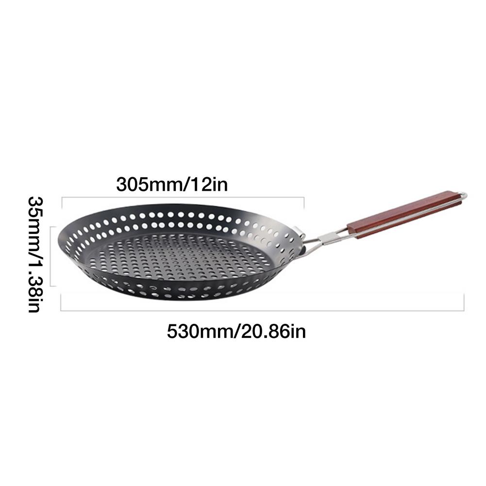 Folding Round Frying Pan Ultralight Grill Barbecue Tray With Folding Handle For Outdoor Cooking Camping Hiking Cooking Pots