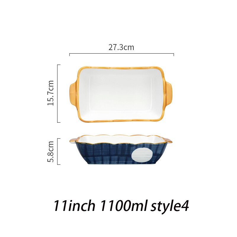 MDZF SWEETHOME 9/11inch Japanese Ceramic Baking Pan Rectangular Bakeware Dish Oven Baking Tray Kitchen Home Lasagna Pan