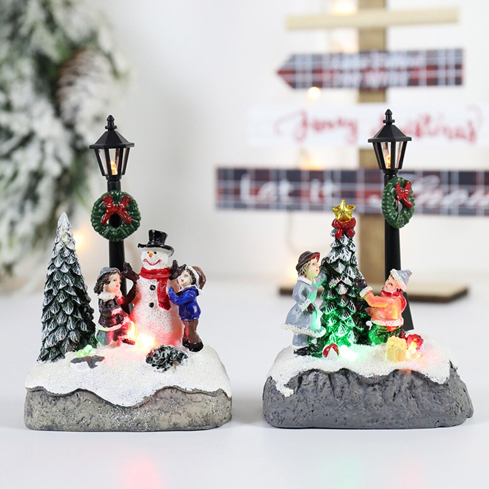 Adorno Navideño De Resina: Mini Paisaje Con Santa, Árbol Y Regalos – Decoración De Mesa