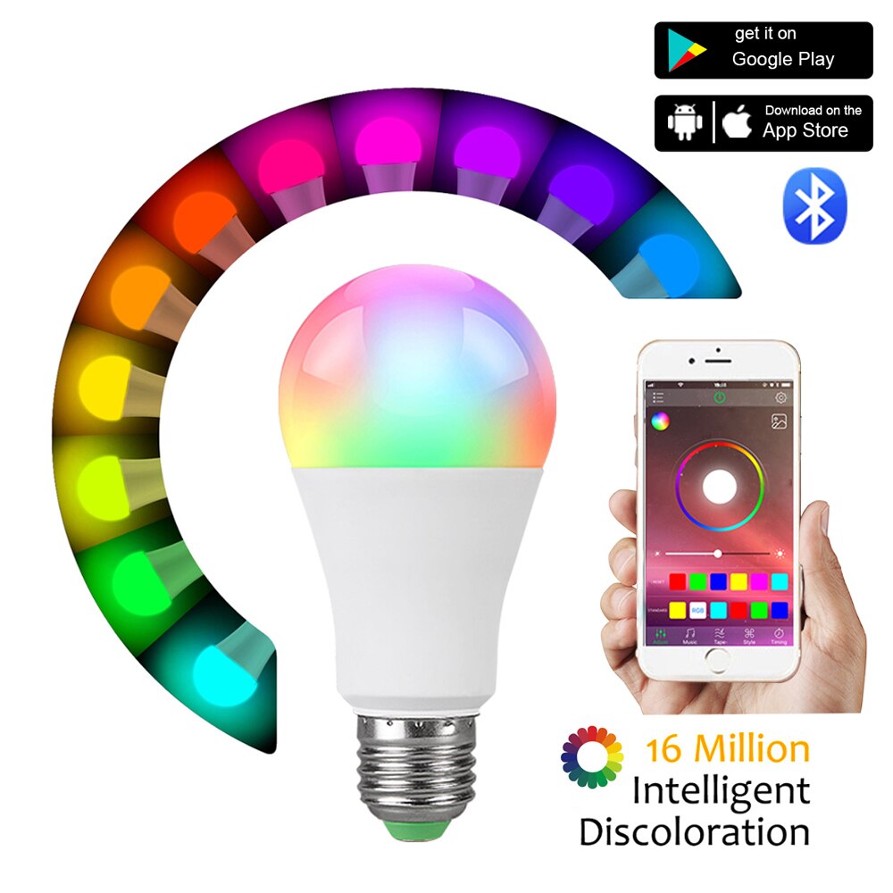 Dimmable B22 E27 APP Control Smart Lamp AC 85-265V 15W Wifi Smart Bulb Bluetooth Color Changeable Home Deco Bombilla Inteligente