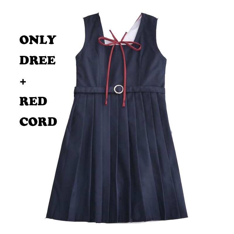 Estudante japonês jk uniforme cabo saia blusa branca vestido colete de marinheiro uniforme de classe uniforme escolar terno: M