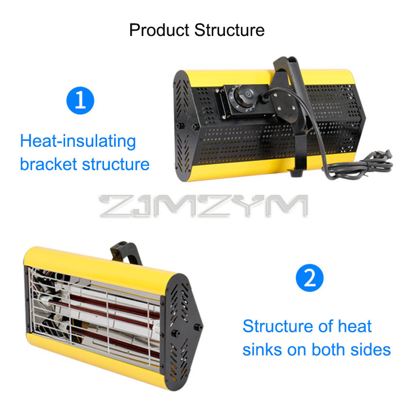 Handheld 1200W 2500W Infrared Paint Curing Lamp Paint Dryer Heating Lamp Heater Shortwave Infrared baking Lamps