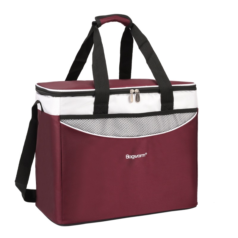 36L Cooler Bag Car Ice Pack Picnic Large Cooler Bags 3 Colors Insulation Package Thermo ThermaBag Refrigerator: Wine red