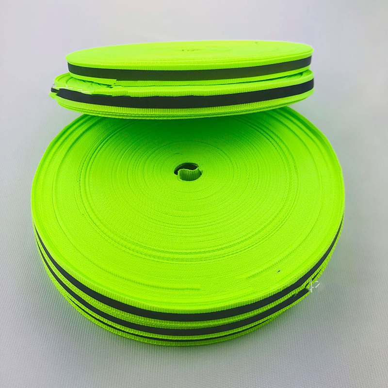 Meetee-cinta reflectante de nailon fluorescente de plata, cinta de advertencia segura, embellecedores, bolsos de ropa, zapatos, Material de bricolaje, 50 yardas, 1cm: Green
