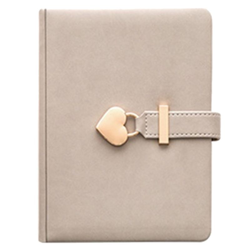 B6 Notebook Notepad Heart Lock Leather Cover Journal Diary Planner Stationery L41F