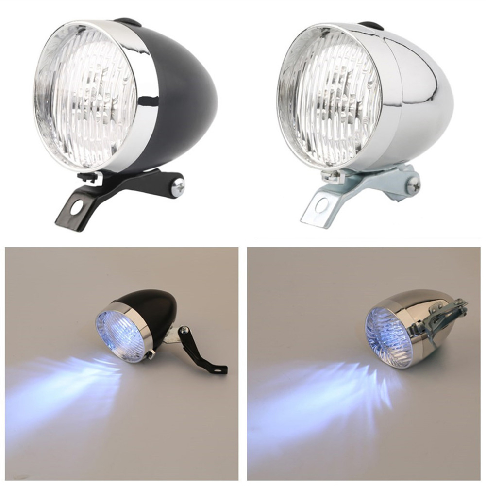 Night Riding Safety Warning Light Retro Bicycle Front Lamps ABS 3LED Battery Powered Bike Headlights Riding Accessories