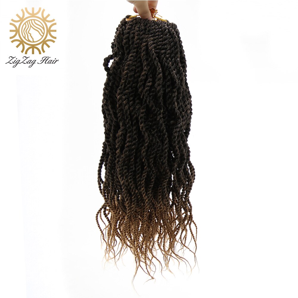 Ziguezague ondulado senegalês torção crochê tranças de cabelo 6 pacotes pré-loop torção tranças de crochê para women18inch preto torção trançado peruca
