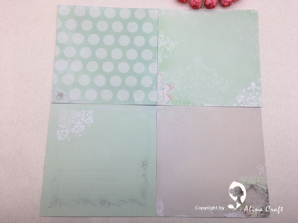 AlinaCraft 24 láminas 6 "X6" verde con patrón de flores papel recortes Paquete de papel artesanal para manualidades cojín de fondo artesanal