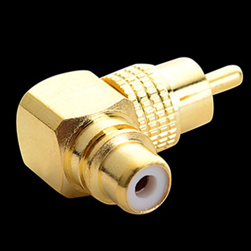 2 Pcs Copper L-Shaped RCA Right Angle Elbow 90 Degree Male Conversion Head Female to Male Wall Signal Cable Treasure