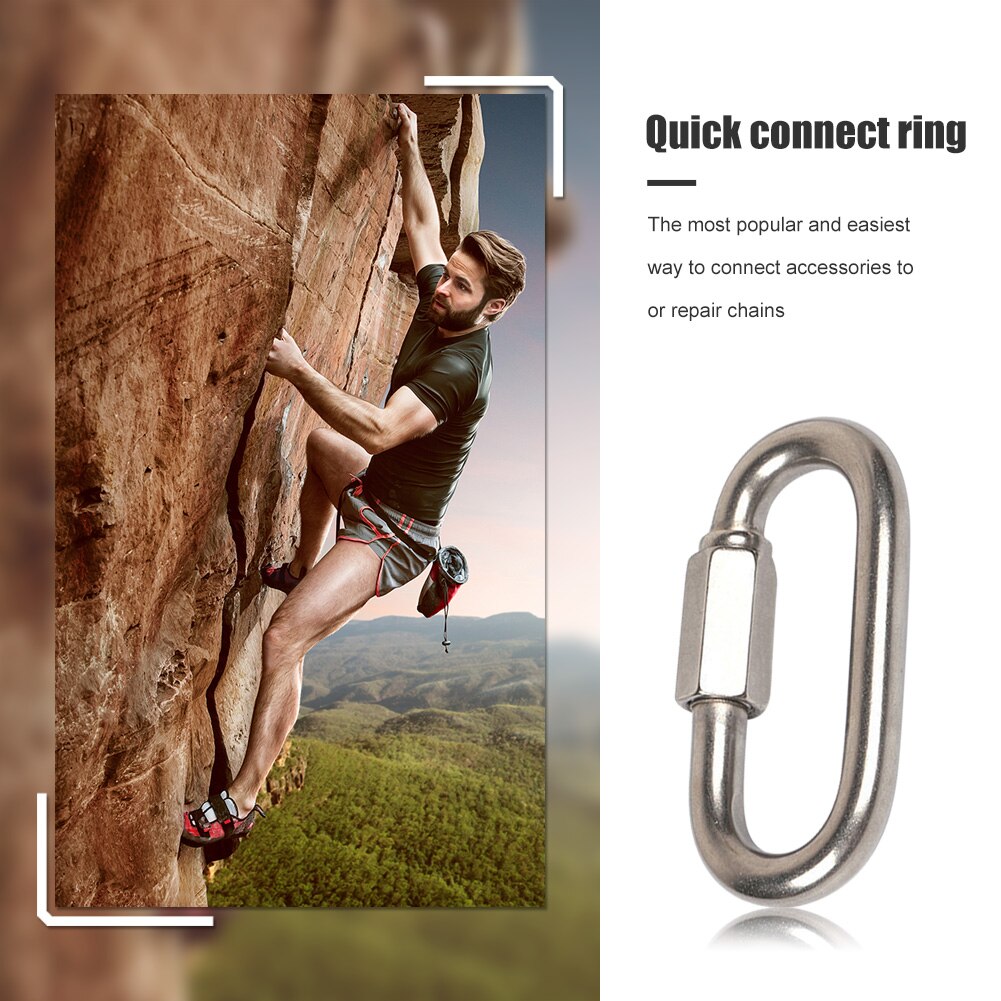 Stainless Steel Screw Lock Climbing Gear Carabiner Quick Links Chain Climbing Carabiner Snap Hook Ourdoor Mountaineering Tool