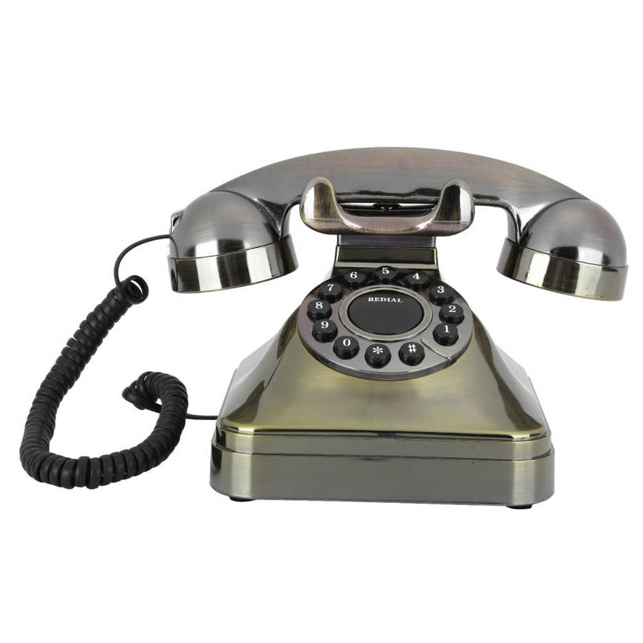 Vintage Retro Landline Telephone Antique Bronze High Definition Call Large Button Dial Telephone for Home Office Hotel