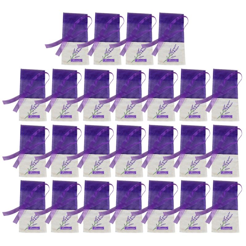 25 stuks lege lavendelzakjes met bloemenprint, geurzakjes, zakje voor ontspannen slapen (donkerpaars)
