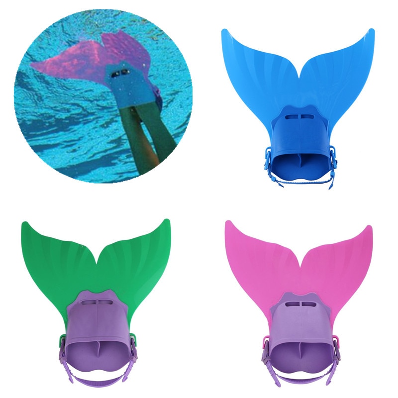 Aletas de natación ajustables para niños, aletas de entrenamiento, aleta de sirena para nadar, aleta para pies, cola para pies de buceo