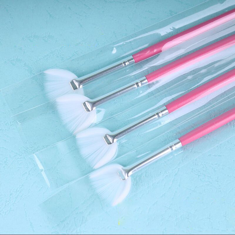 Pincel para uñas arte abanico en forma de abanico, limpieza de polvo, brocha rosa para efecto degradado, para crear manicura, 1 Uds.