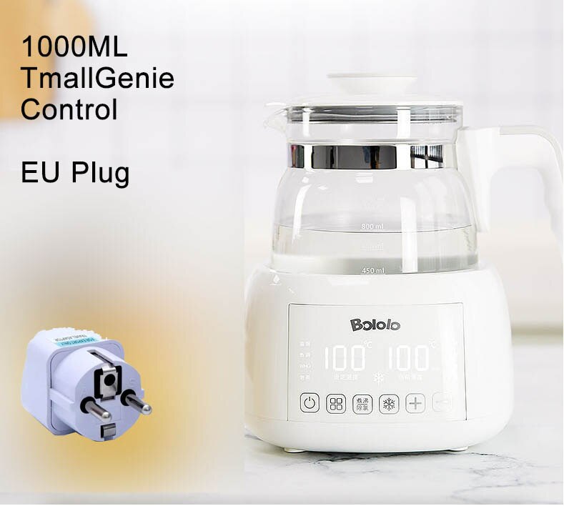 Bololo Electric Kettle Health Pot Baby Smart Milk Thermostat Constant Temperature Water Warmer Tea Maker Thicker Glass Light: 1000ml  TmGenie EU