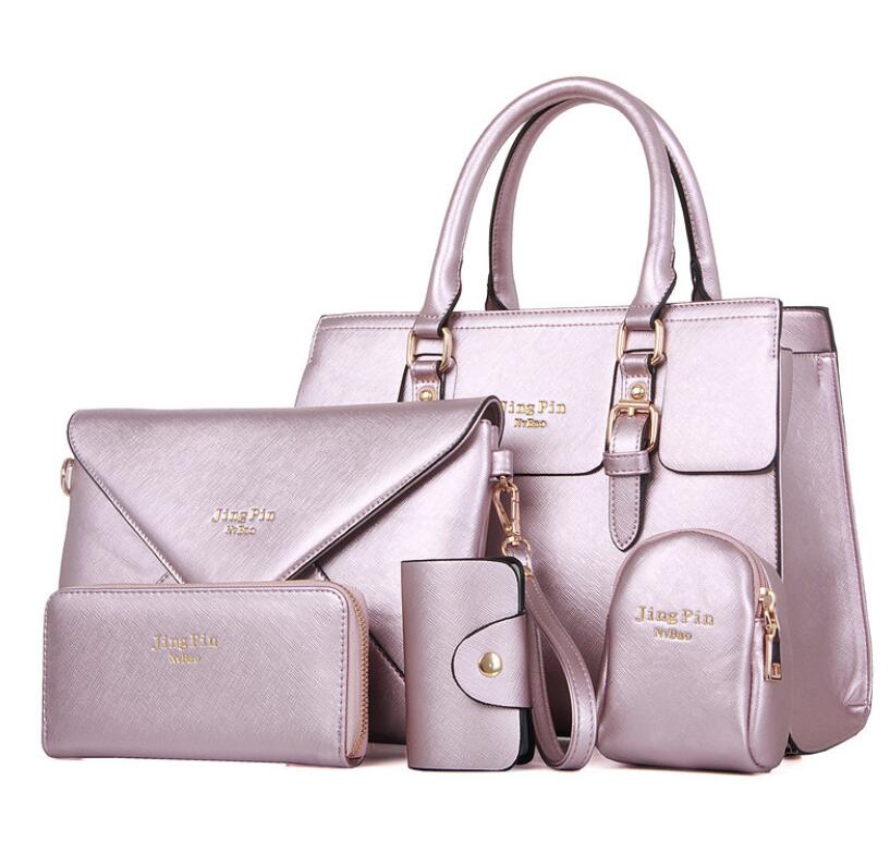 Willsranin Korean version of shoulder bag five-piece casual diagonal bag portable child and mother bag: Light purple