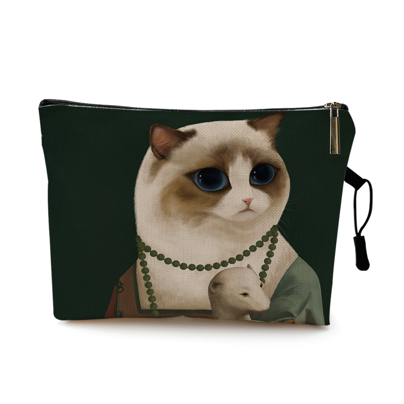 Sacchetto di vanità del rossetto dell'organizzatore di articoli da toeletta di viaggio della borsa cosmetica delle signore delle donne del sacchetto di trucco di progettazione del gatto divertente sveglio eccellente: Pattern 2