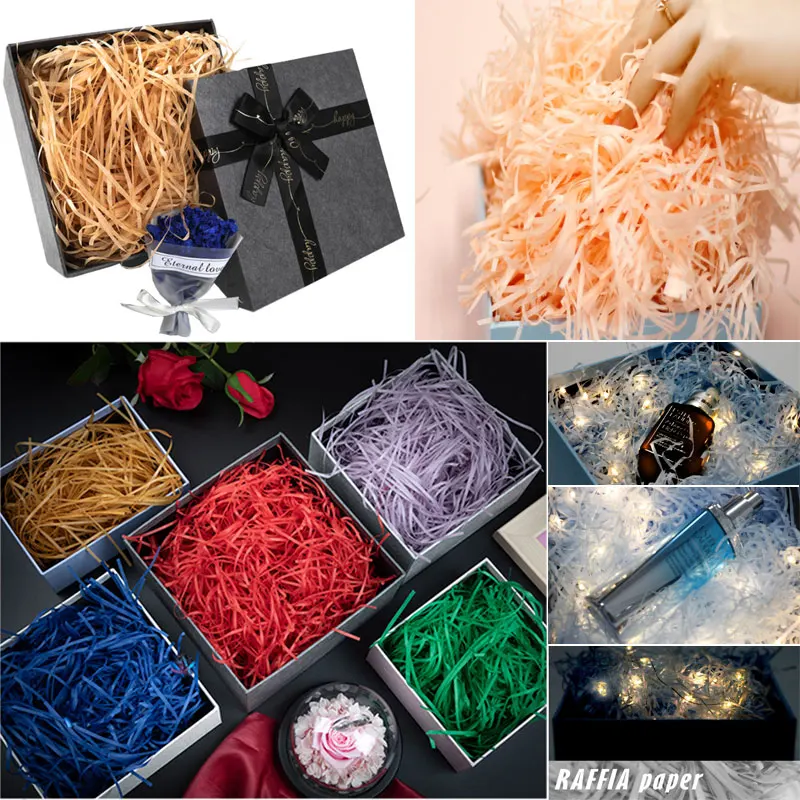 Brins de papier froissé déchiqueté, confettis froissés, bricolage, remplissage de boîte, décor de fête de mariage et de Noël, proximité, 100g