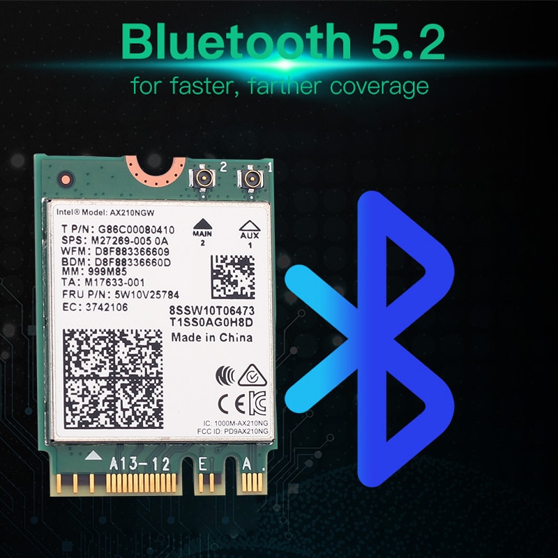 WiFi 6E Intel AX210 M.2 Karte Desktop Kit 3000Mbps 2,4G/5G/6Ghz Bluetooth 5,2 802,11 AX Drahtlose Netzwerk Adapter Antenne Windows10