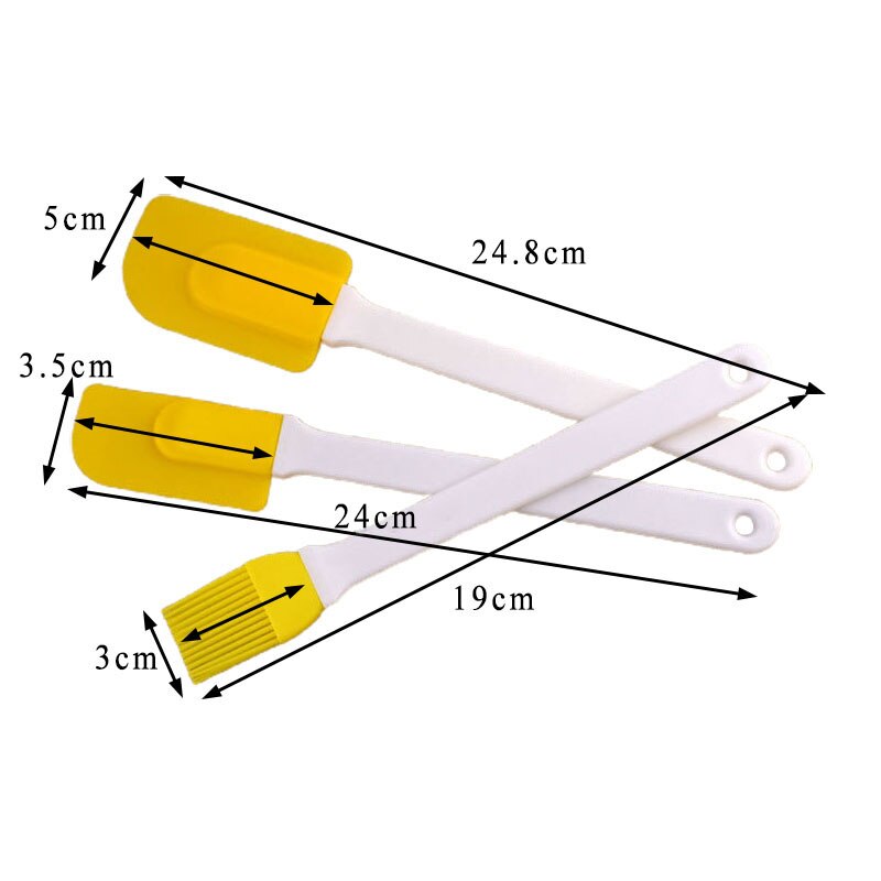 3Pcs/Set Kitchen Utensils Pure Color Baking Tools Non-stick Multi Purpose Cooking Supplies Cake Spatula: Yellow