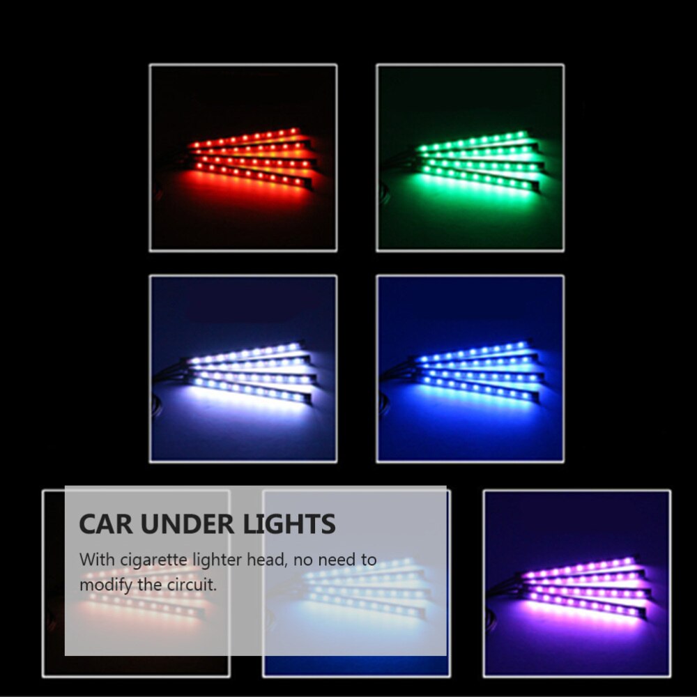 1 sæt holdbar dekorativ praktisk fjernbetjening led lampe atmosfære lampe farverig atmosfære lys til auto c