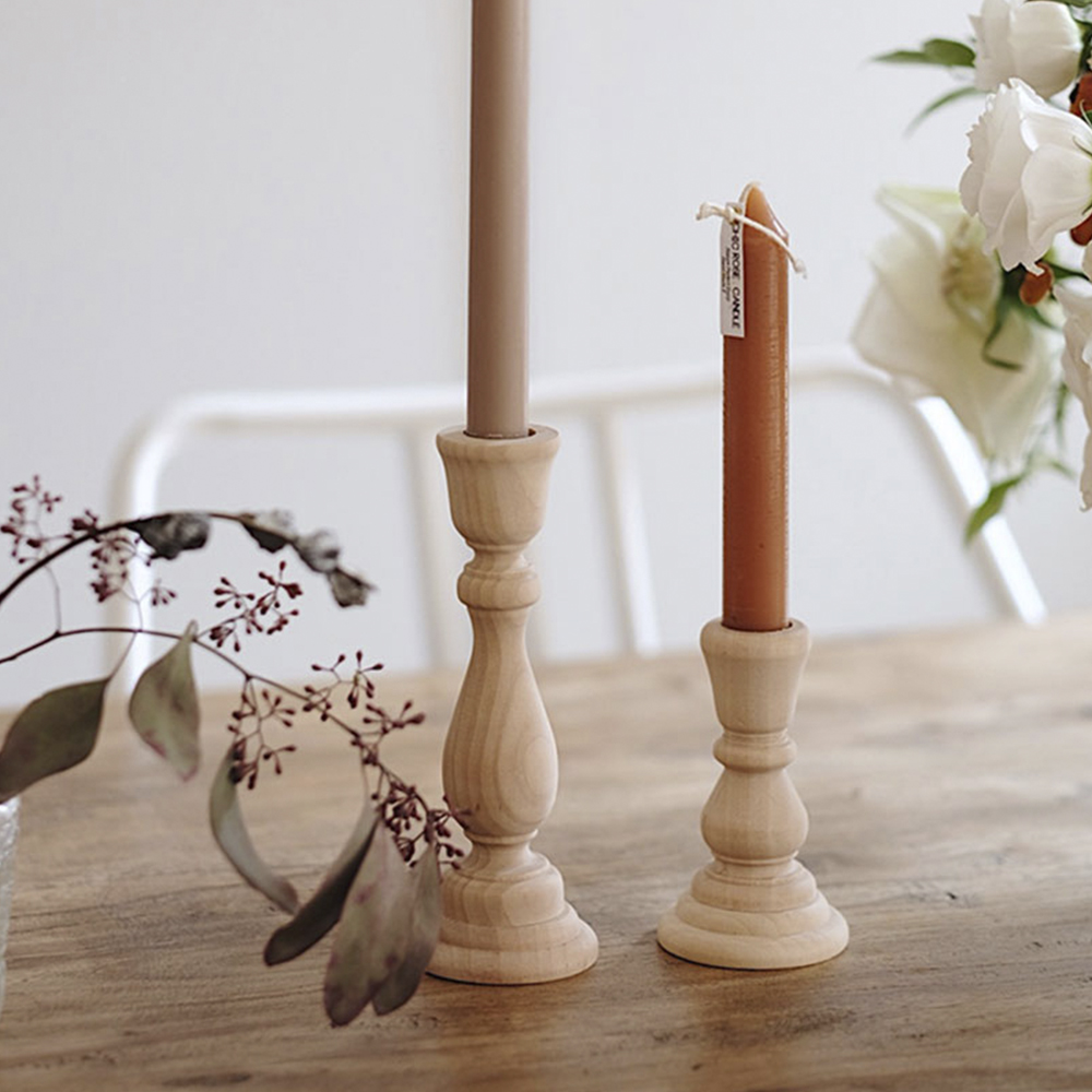 Wooden Candlesticks Unfinished DIY Classic Craft Candle Holders for Paint or Living Room Home Wedding Decorations