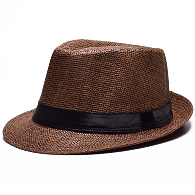 EAGLEBORN Straw Cap Man Women Formal Jazz Caps Male Panama Hats Beach Sun Hat Man Trendy Cowboy Dance Fedora hat Casquette: Brown
