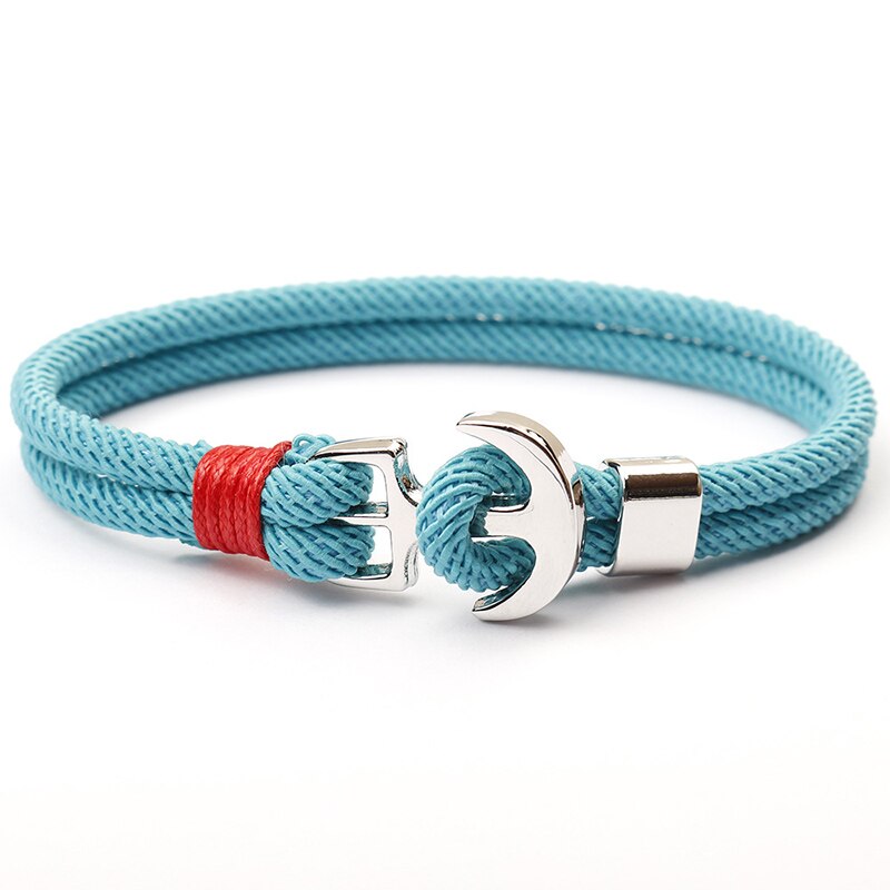 Noter Trendy Milan Rope Bracelet Men Women Minimalist Stainless Steel Braslet For Lovers Double Layer Anchor Pirate Braclet: Blue