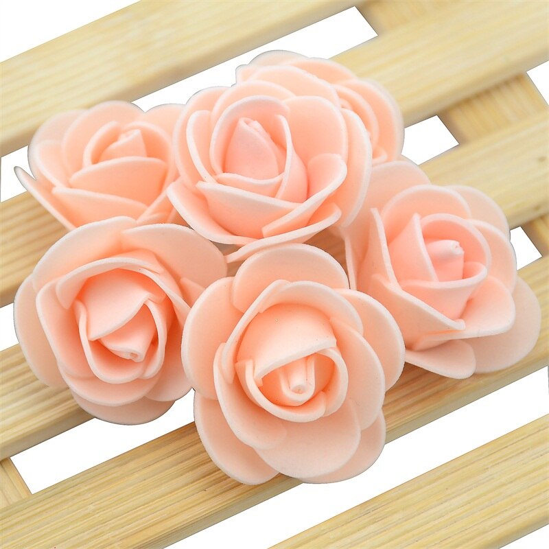 50PCS/Bag Mini PE Foam Rose Flower Head Artificial Rose Flowers Handmade DIY Wedding Home Decoration Festive &amp; Party Supplies: Champagne