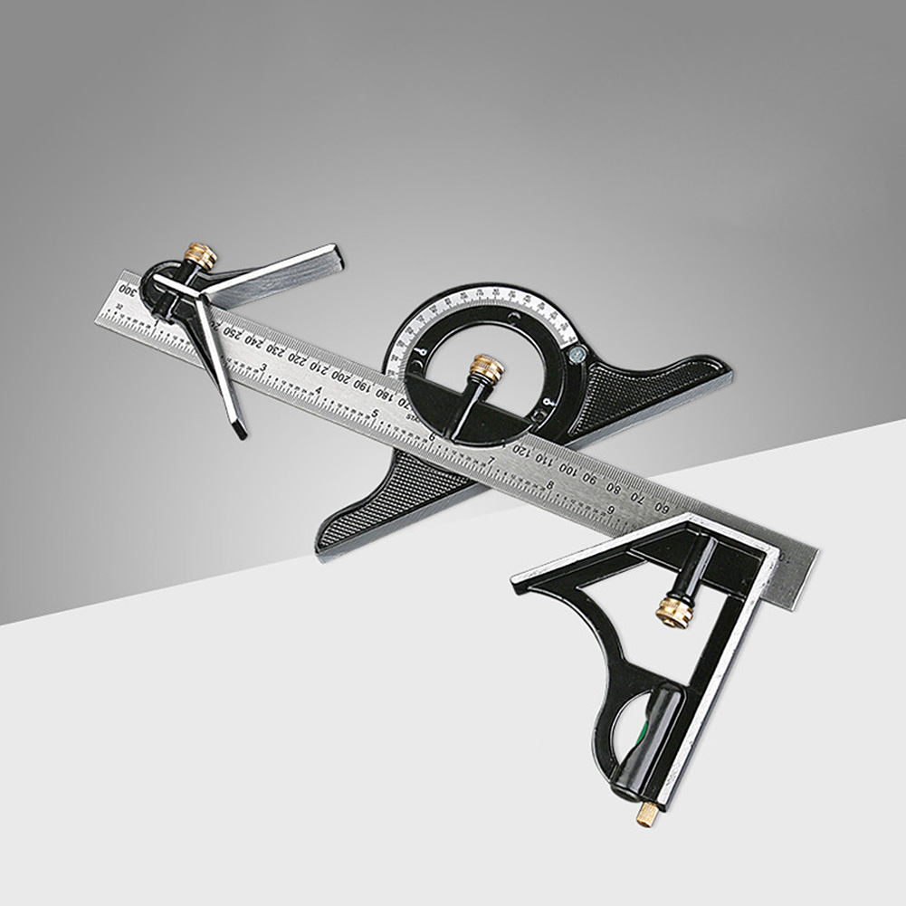 Règle multifonction en acier inoxydable, coulissant, réglable, Angle combiné, outil de mesure du niveau du rapporteur, rapporteur 180 °