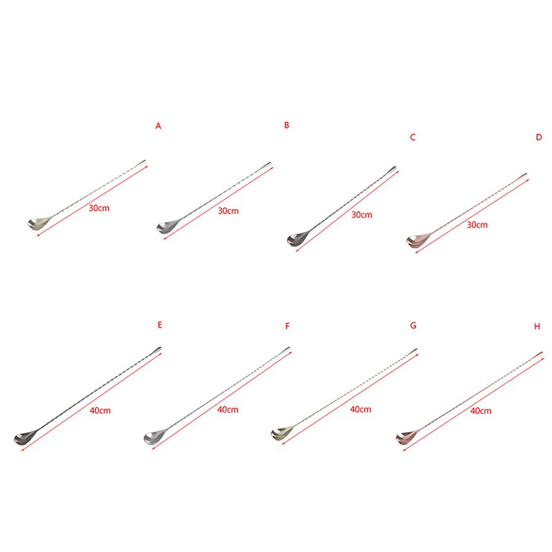 Stir Spoon Stainless Steel Mixing Cocktail Spoon Spiral Pattern Bartender Tools Bar Teadrop Spoon 30/40cm Bar Tool