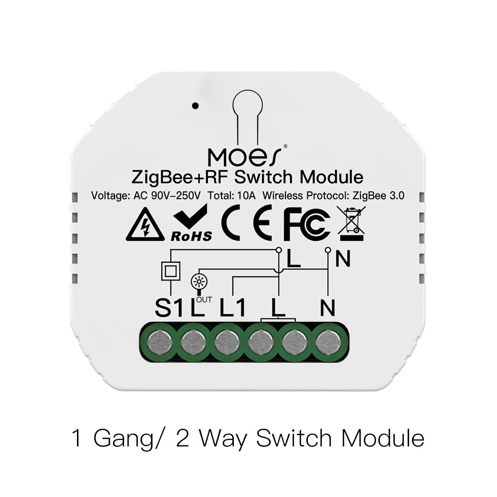 MOES ZigBee 3.0 slimme lichtschakelaar relaismodule 1/2/3 gang Smart Life/Tuya-bediening, 2MQTT-opstelling met Alexa Google Home Yandex: Bundle1