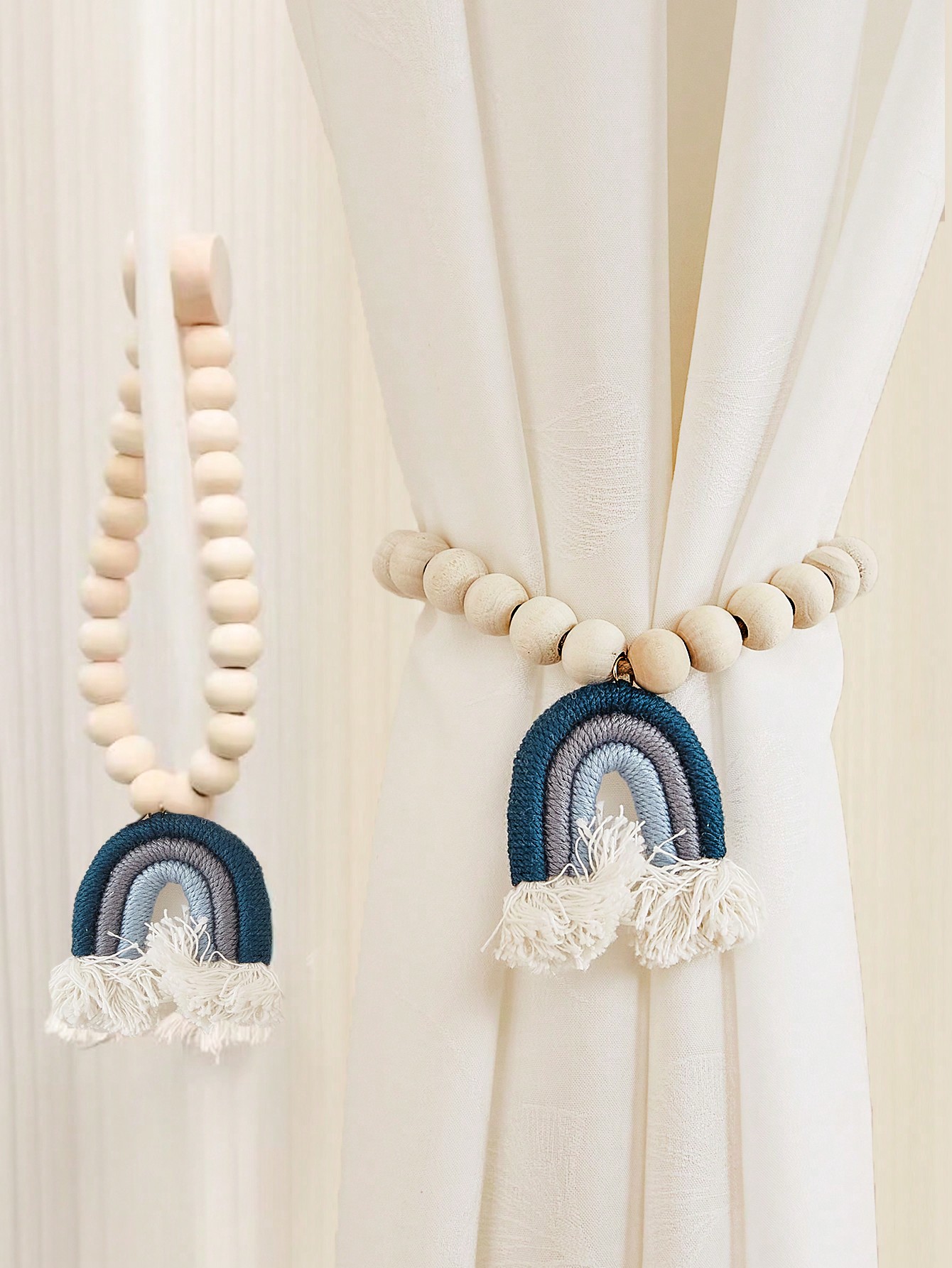 Magnetische regenbooggordijnen Magnetische sluiting Houten kralensteun Gordijndecoratie Toepasselijke gordijnen Slaapkamer Keukengordijnen: green