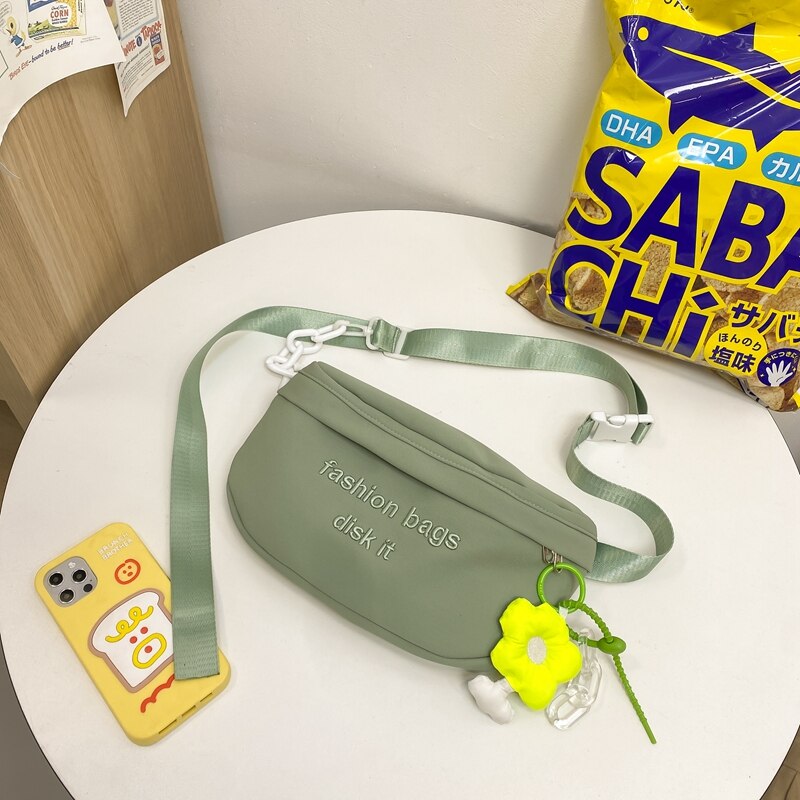 Süße brusttasche, japanische schultertasche mit großem fassungsvermögen, macaron-mädchen-stil, lässige schräge umhängetasche, bauchtasche für studentinnen: Grün - blumen