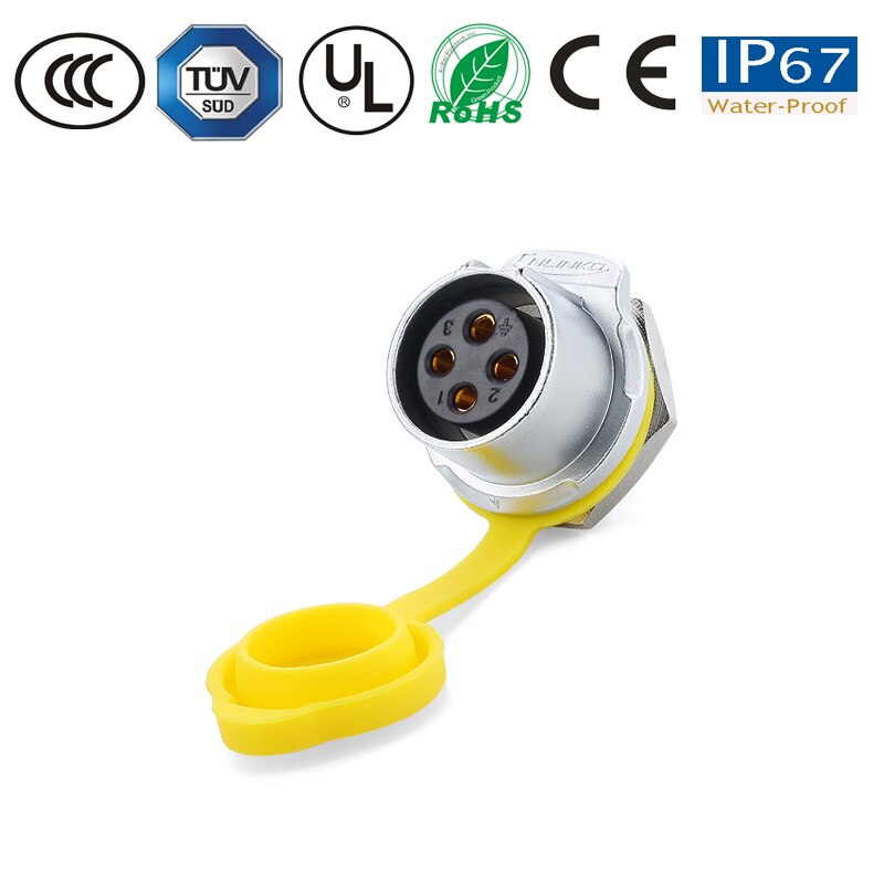 M20 IP67 Waterproof Quick Connect Electrical 2-12 Pin Panel Mount Wire to Board 12V DC Power Connector Plug Socket terminator: 4Pin Socket