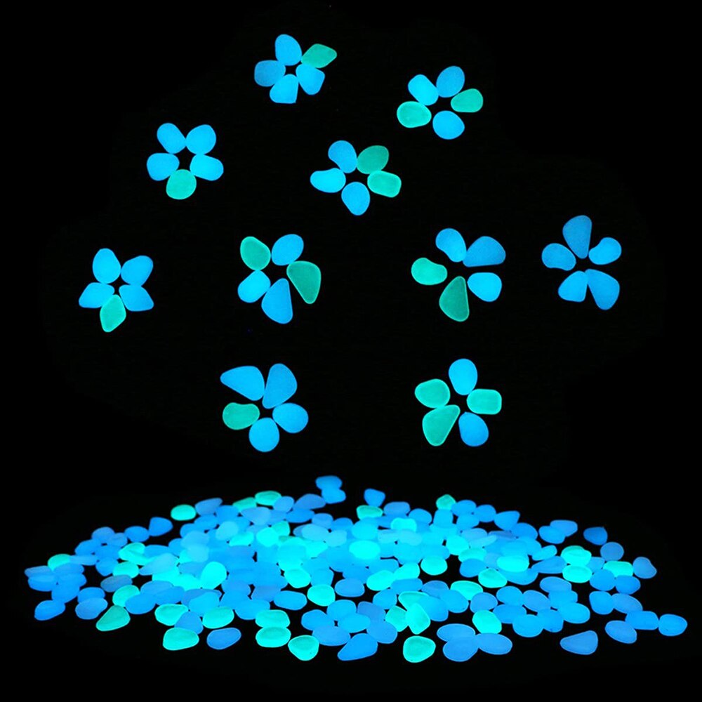 50/100Pcs Glow in The Dark Garden Pebbles Stones Rocks for Yard and Walkways Decor, DIY Decorative Luminous Stones