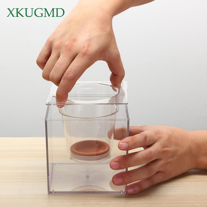 Transparent Flower Pot Automatic Water Absorption Pot Automatic Irrigation Hydroponic Plastic Desktop Square Fish Tank