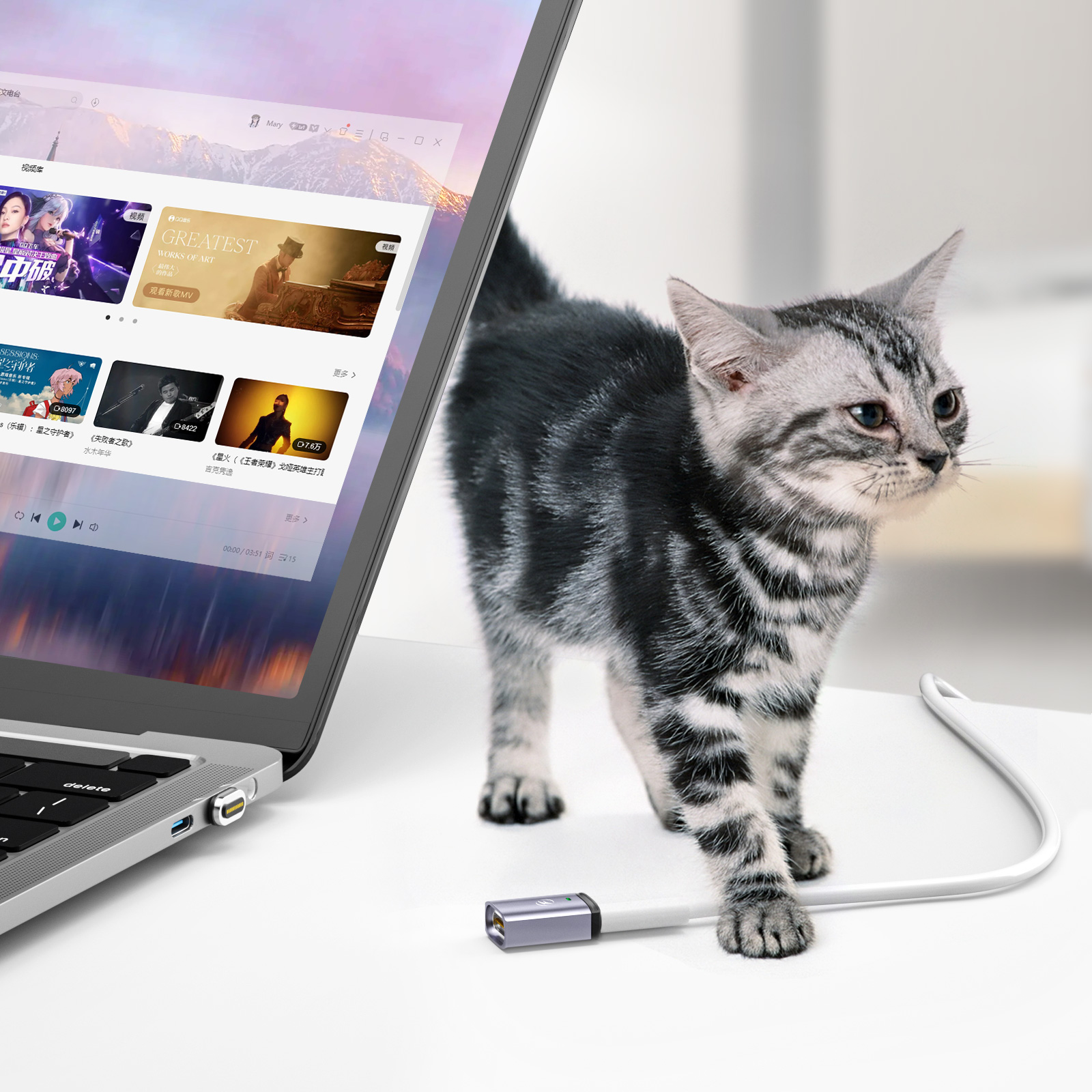 Magnetic USB C Adapter Support USB PD 100W Quick Charge, 480Mbp/s Data Transfer,Compatible for MacBook and Mostly USBC Devices