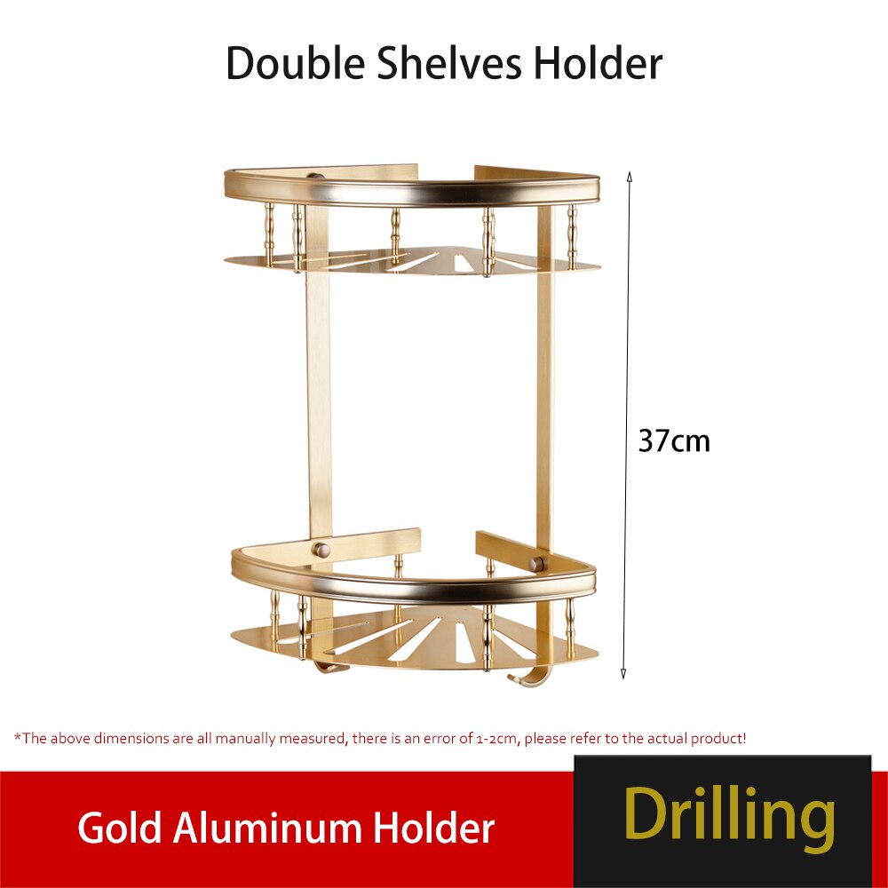 Towel Rack Wall Holder Gold Aluminum Bar Robe Hook Hanger Toliet Paper Holder Bathroom Shelves Hardware Bath Accessories Set: Corner Shelf