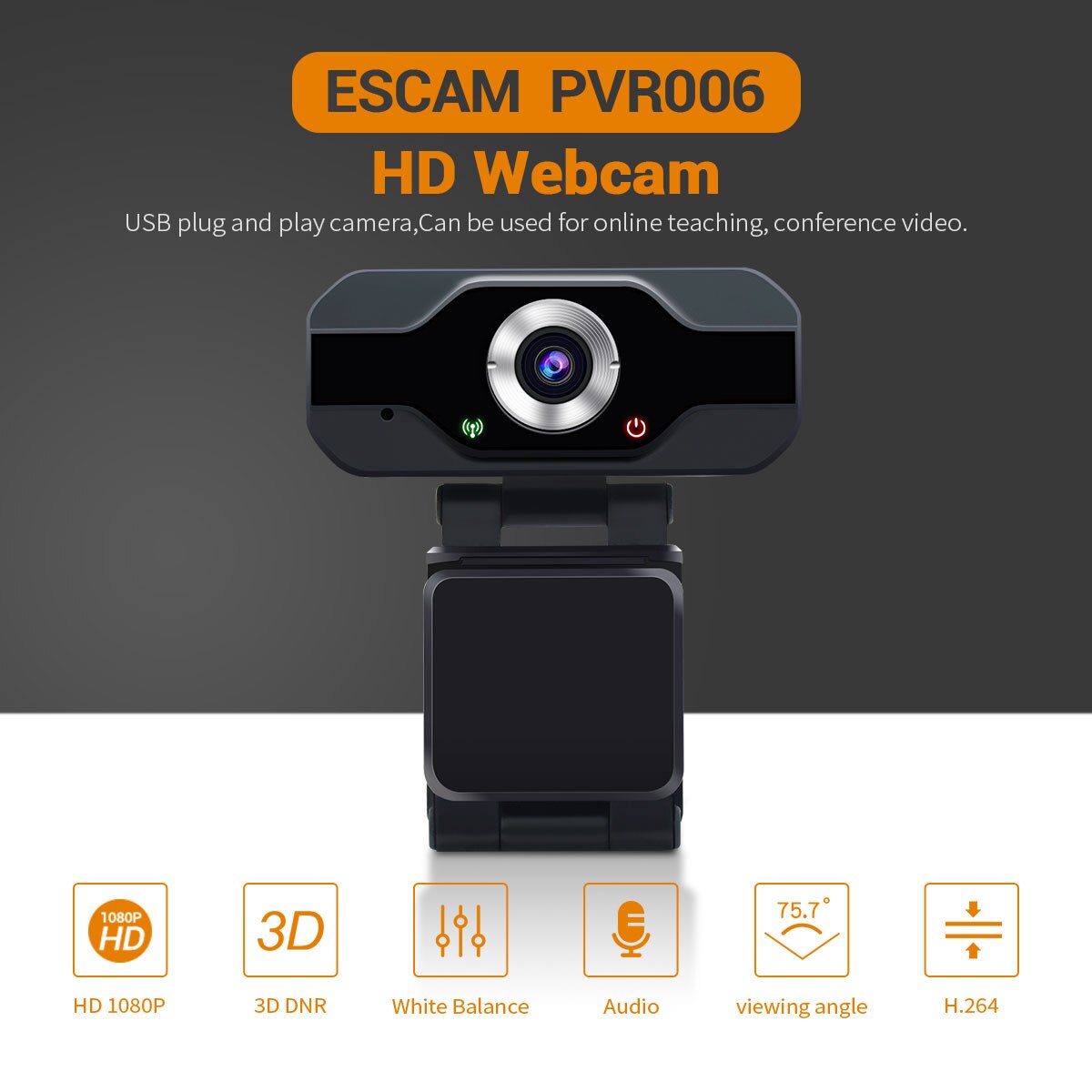 Escam WEB03 2MP 1080P USB2.0 Hd Webcam Met Microfoon Voor Pc Video Conferentie Online Onderwijs Usb Camera: Default Title