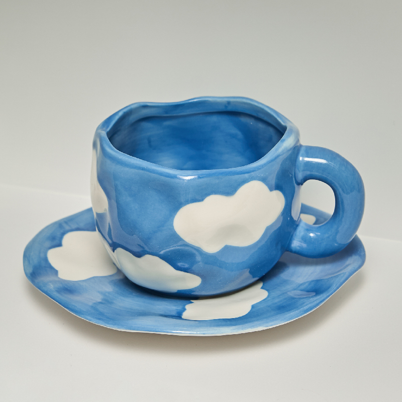 Tasse à café en céramique de Style coréen, motif de fleurs peintes à la main, petit déjeuner, tasse à lait: Set D