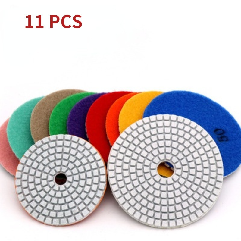 11Pcs Diamantslijperij Pad Nat/Droog Voor Graniet Stone Beton Marmer Polijsten Betonnen Vloer Polijsten Gebruik Slijpschijven set