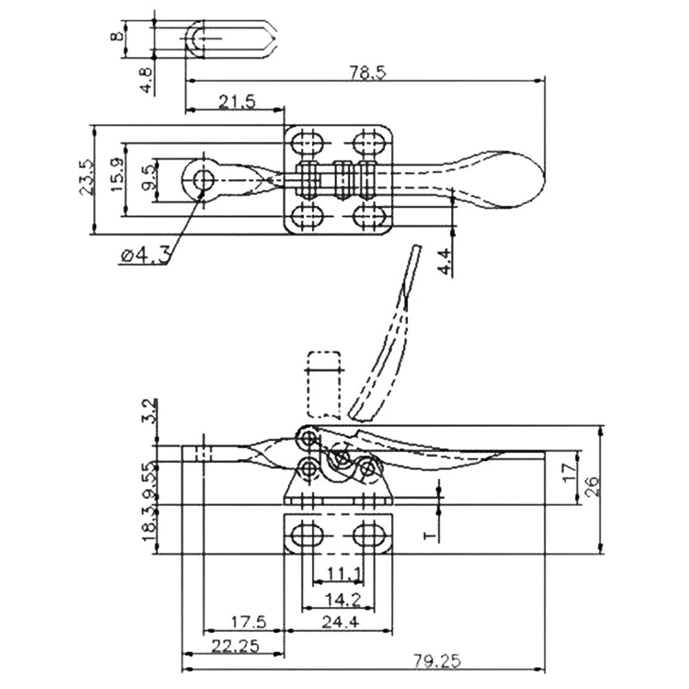 4Pcs-201A Horizontale Toggle Clamp Quick-Release Toggle Klemmen Set 27Kg Verticale Toggle Clamp Hand Clip tool