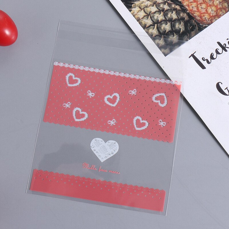 100 sztuk przezroczysty samoprzylepne małe OPP plastikowe etui torba na biżuterię bransoletka pakowanie prezentów Cookie opakowanie cukierków przechowywania: 7x7cm / White Heart