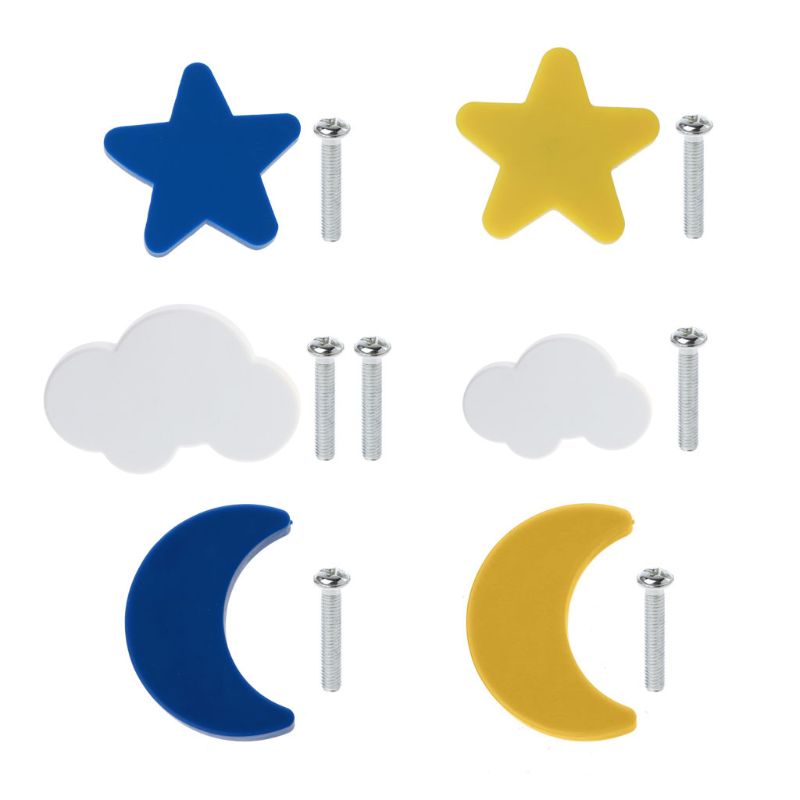 Tiradores para habitación de niños, asas de goma suaves, muebles con forma de estrella Luna y nube, tiradores de cajón