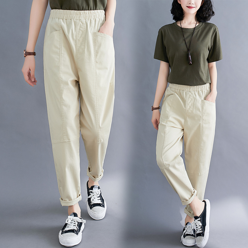 Loose Plus Size Woman Jeans Autumn Casual Boyfriend Jeans For Women Stretch Waist Mom Jeans Solid Washed Denim Trousers