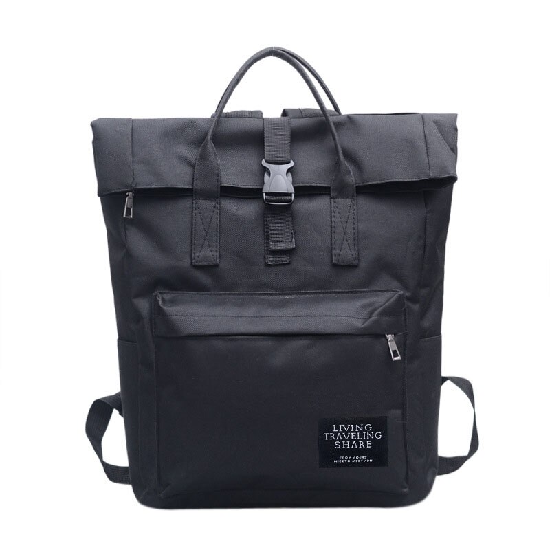 Mara's Droom Vrouwen reistas Multifunctionele canvas grote capaciteit studenten bag casual eenvoudige effen kleur Vrouwen rugzak: C Black