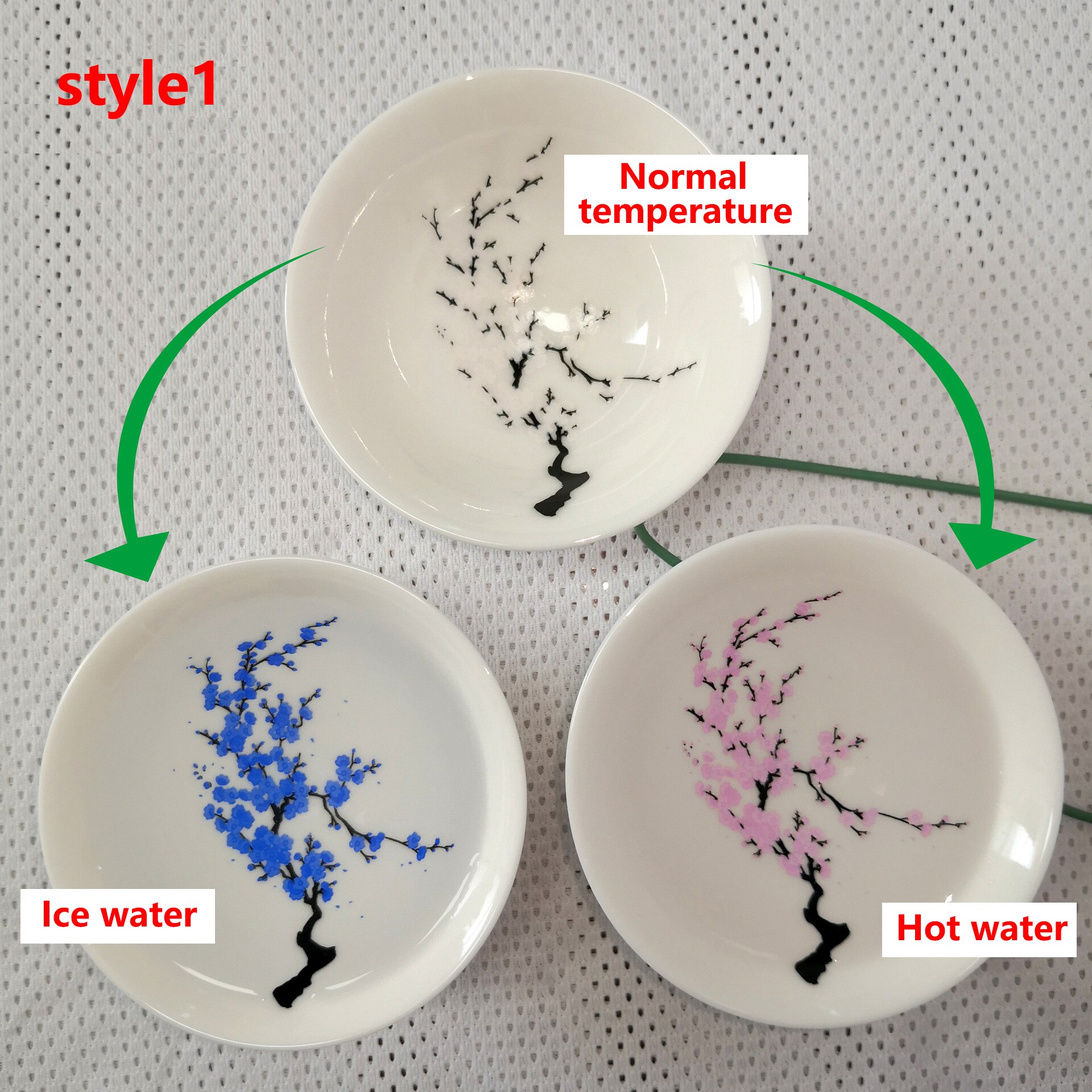 Japanese Magic Sakura Cup Cold Temperature Color Changing Flower display Sake Cup Ceramic Kung fu Tea Cup Tea Bowl: cold and hot 1