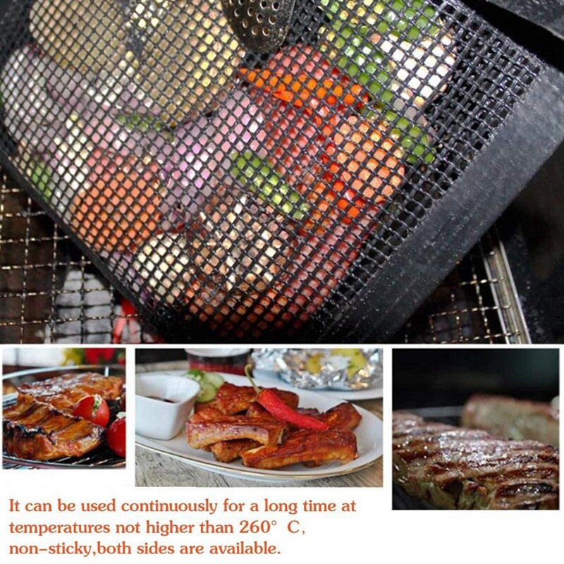 Non-stick baking grillpose bbq grill mesh bakt pose høy temperatur motstand gjenbrukbar lett å piknik verktøy