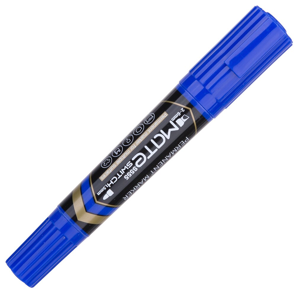 DELI Permanent Marker Dual Tips 10PCS/Box Bullet Tip 1.5mm Chisel tip 1-6mm Stationery Water Proof Permanent Marker Pens: Blue